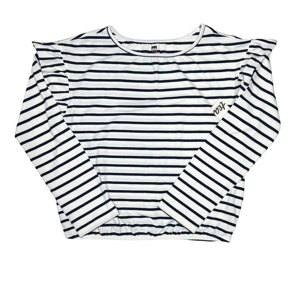 Tea Collection Striped Ruffle Shoulder Top‎
